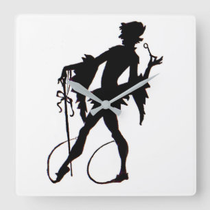 1920s magician silhouette square wall clock