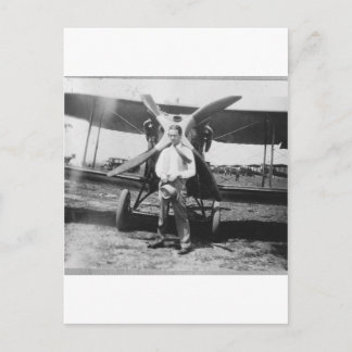 1920's Man with Airplane Postcard
