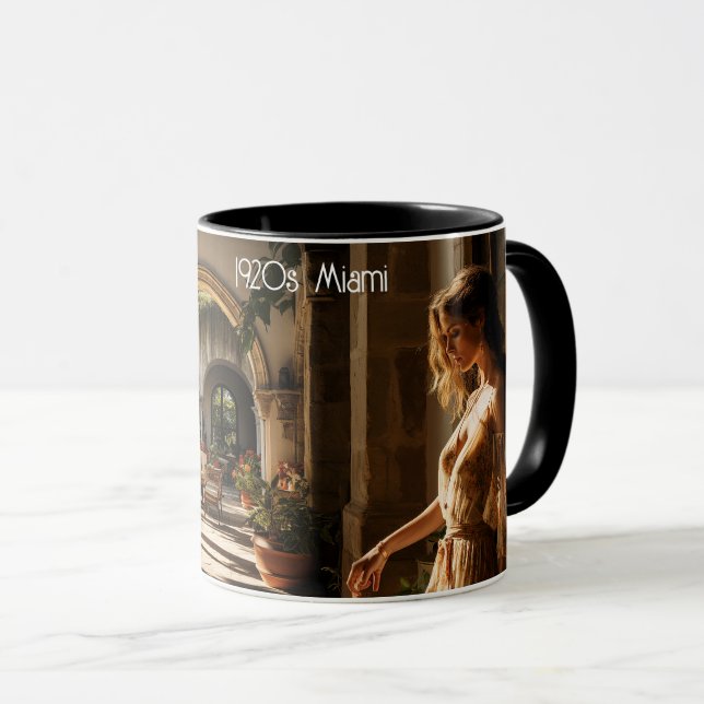 1920s Miami Spanish villa courtyard Mug (Front Right)