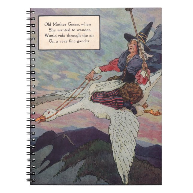 1920s Mother Goose riding her giant goose Notebook (Front)