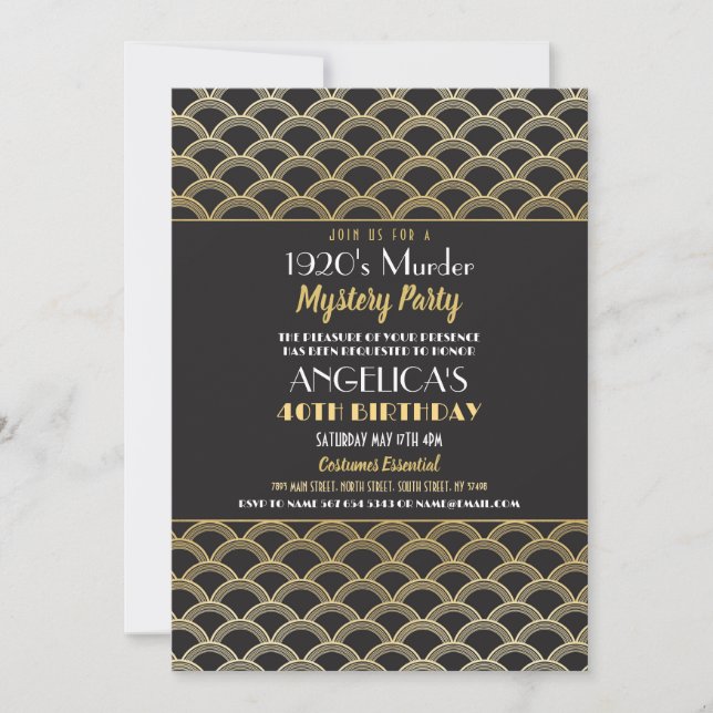 1920s Murder Mystery Dinner Birthday Party Invitation (Front)