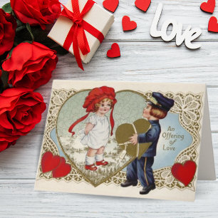 1920s Offering of Love Vintage Valentine's Day Holiday Card