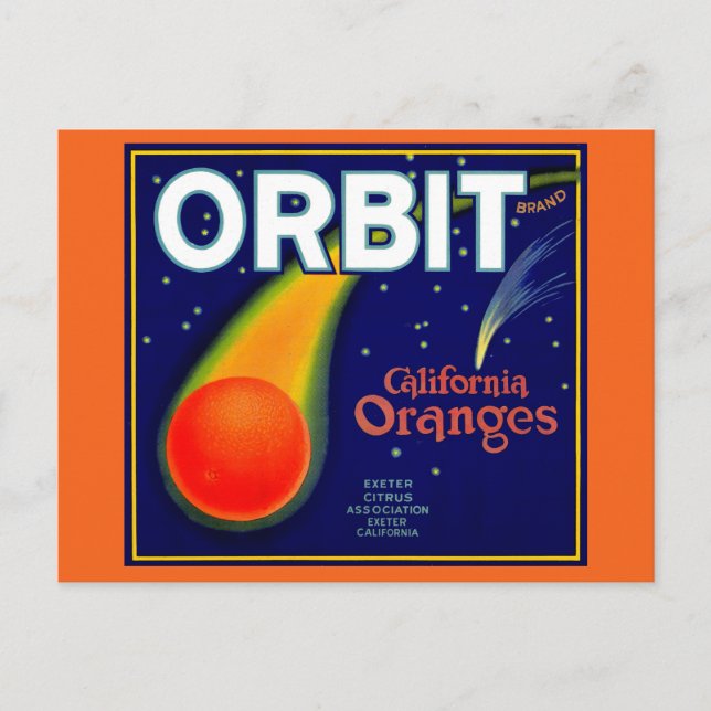 1920s Orbit Oranges fruit crate label Postcard (Front)