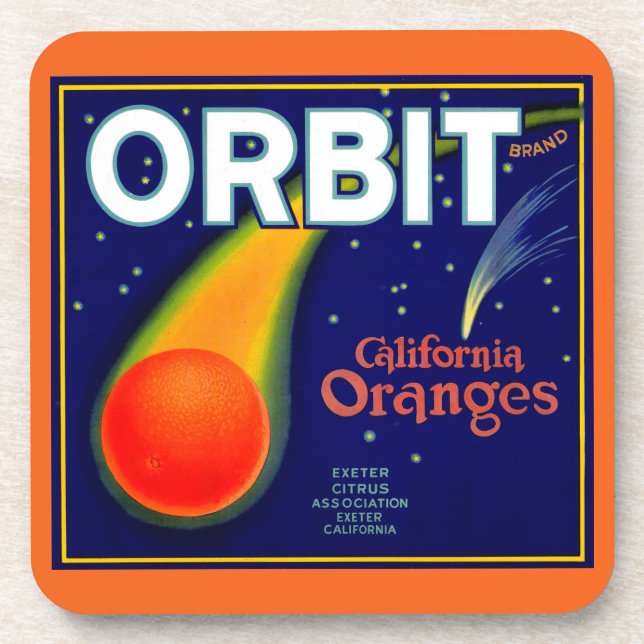 1920s Orbit Oranges fruit crate label print Coaster (Front)