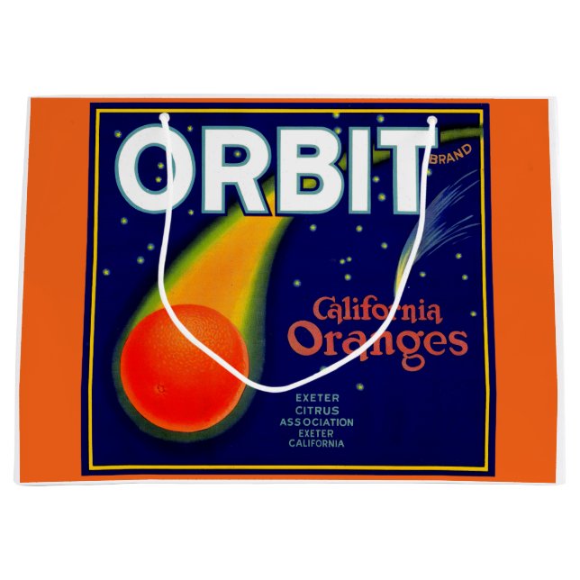 1920s Orbit Oranges fruit crate label print Large Gift Bag (Front)