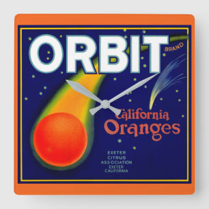 1920s Orbit Oranges fruit crate label print Square Wall Clock