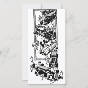 1920s people car show art illustration holiday card