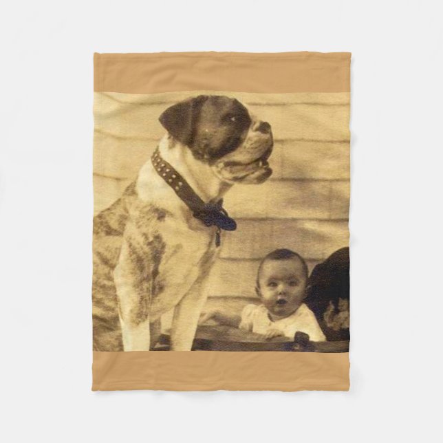 1920s pitbull guards baby fleece blanket (Front)