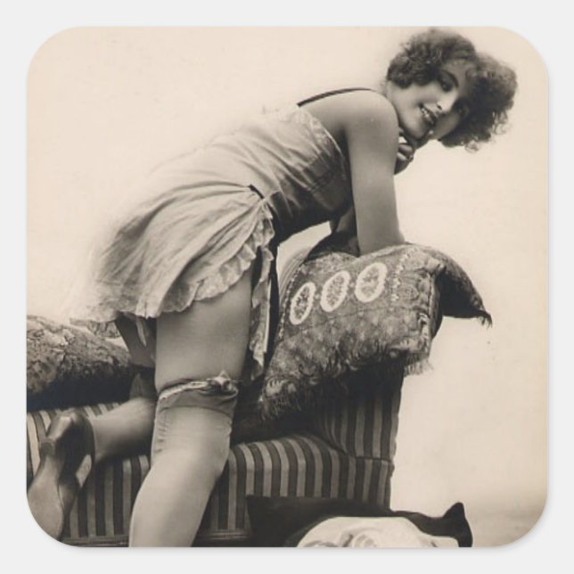 1920's Risque Flapper girl photo Square Sticker (Front)