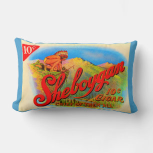 1920s Sheboygan cigar label print Lumbar Pillow
