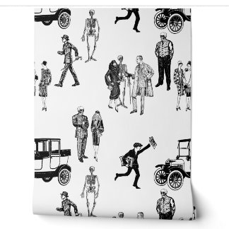 1920s skeleton toile flappers antique sinister wallpaper