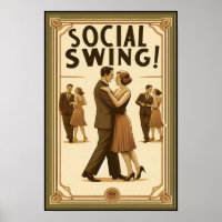 1920's Social Swing Dance Vintage Poster