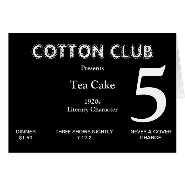 1920s Table Number Card (Front Horizontal)