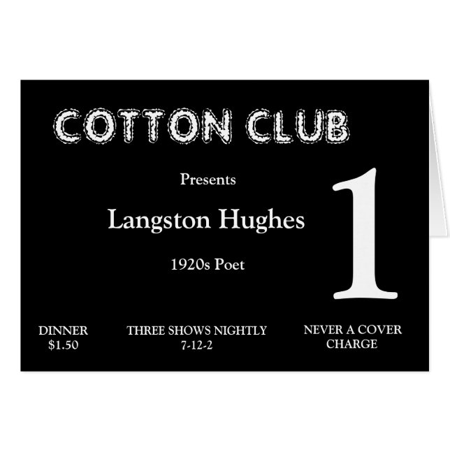 1920s Table Number Card (Front Horizontal)