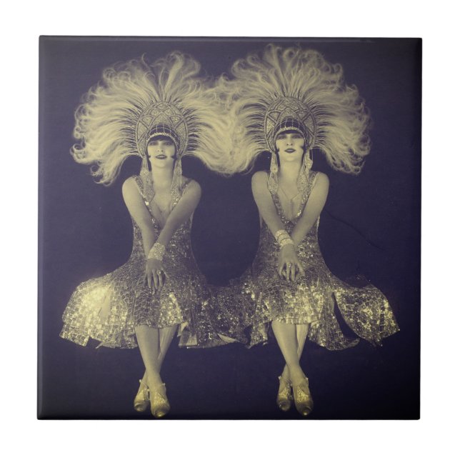 1920s The Dolly Sisters Twins Flappers Tile (Front)