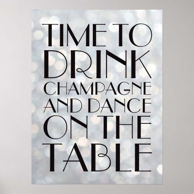1920's Time to Drink Champagne Poster silver (Front)