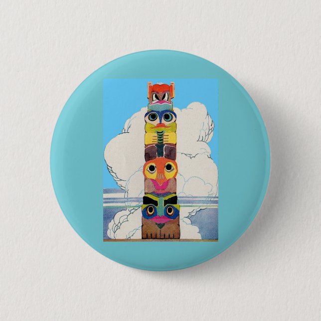 1920s totem pole 2 inch round button (Front)