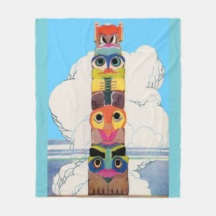 1920s totem pole fleece blanket