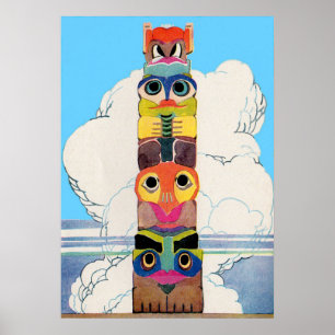 1920s totem pole print
