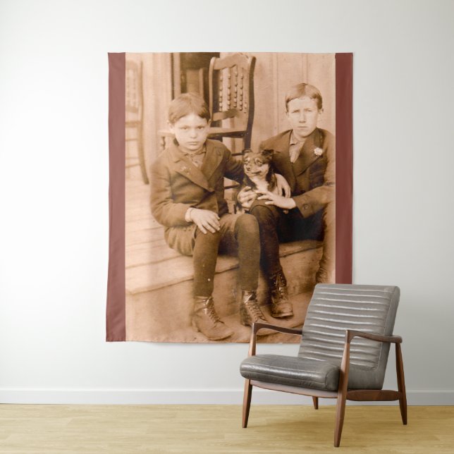 1920s two boys one dog tapestry (In Situ)