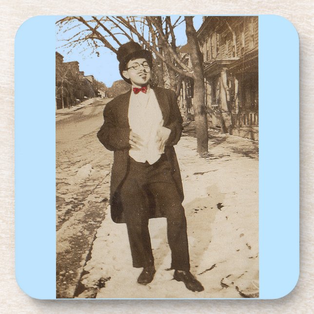 1920s vernacular photo classy young man coaster (Front)