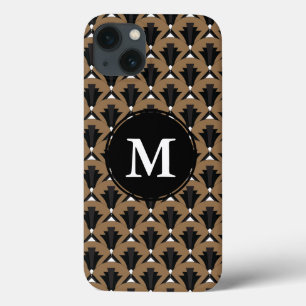 1920s Vintage Art Deco Black & Bronze Fans iPhone 13 Case