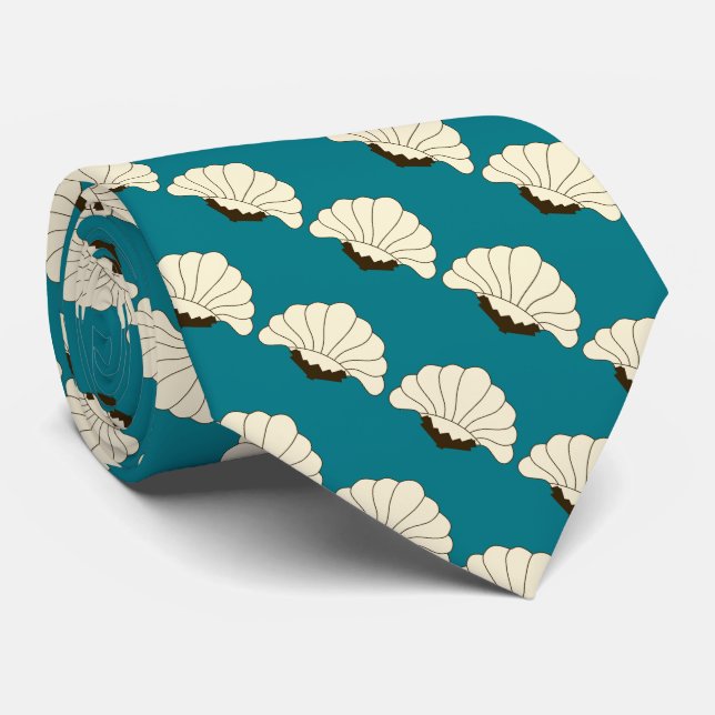 1920s Vintage Art Deco Cream Flowers & Teal Tie (Rolled)