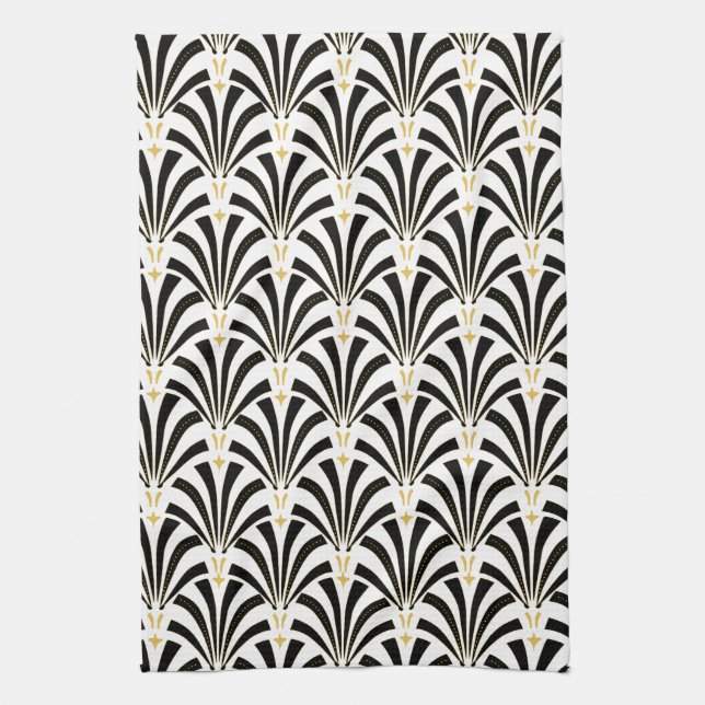 1920s Vintage Art Deco Fans Kitchen Towel (Vertical)