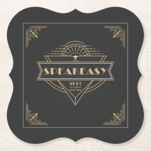 1920s Vintage Art Deco Flapper Speakeasy Party Paper Coaster