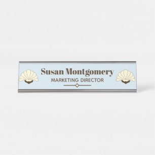 1920s Vintage Art Deco Flowers   Personalized Desk Name Plate