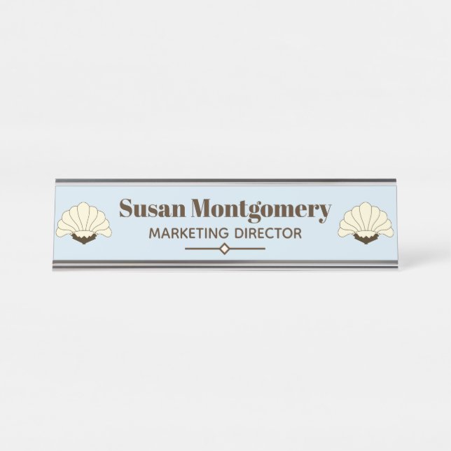 1920s Vintage Art Deco Flowers | Personalized Desk Name Plate (Front)