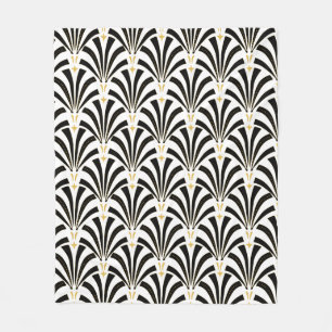 1920s Vintage Art Deco Palmetto Fans Fleece Blanket