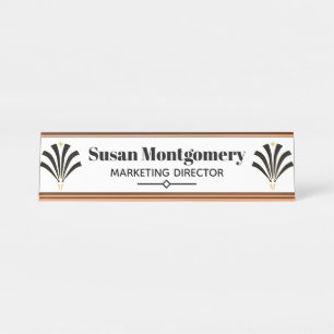 1920s Vintage Art Deco Palmettos Personalized Desk Name Plate