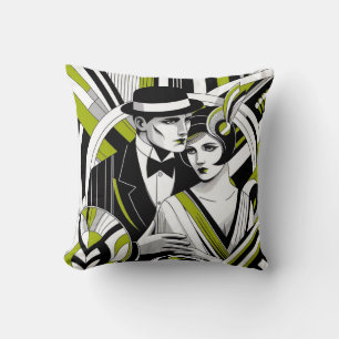 1920s Vintage Elegance Throw Pillow
