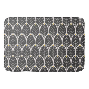 1920s Vintage Grey Palmetto Leaves Bath Mat