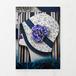 1920s Vintage Lady in Elegant White Hat Greeting Tri-Fold Card