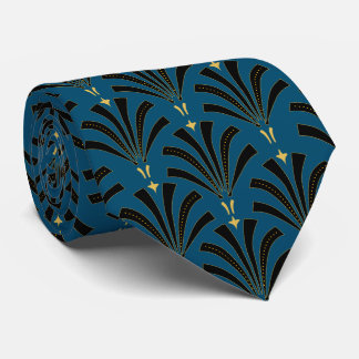 1920s Vintage Roaring Twenties Palmettos Blue Tie