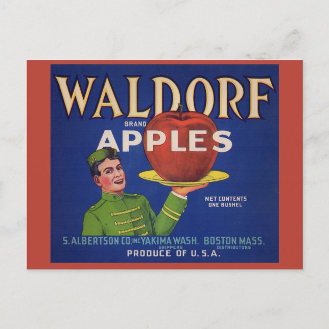 1920s Waldorf Apples crate label Postcard (Front)