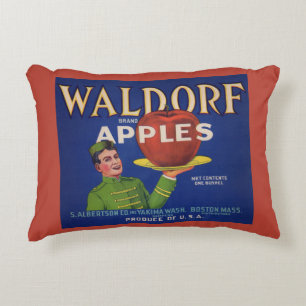 1920s Waldorf Apples crate label print Accent Pillow