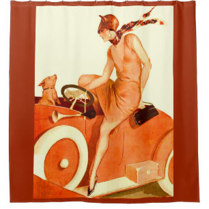 1920s woman, car and dog