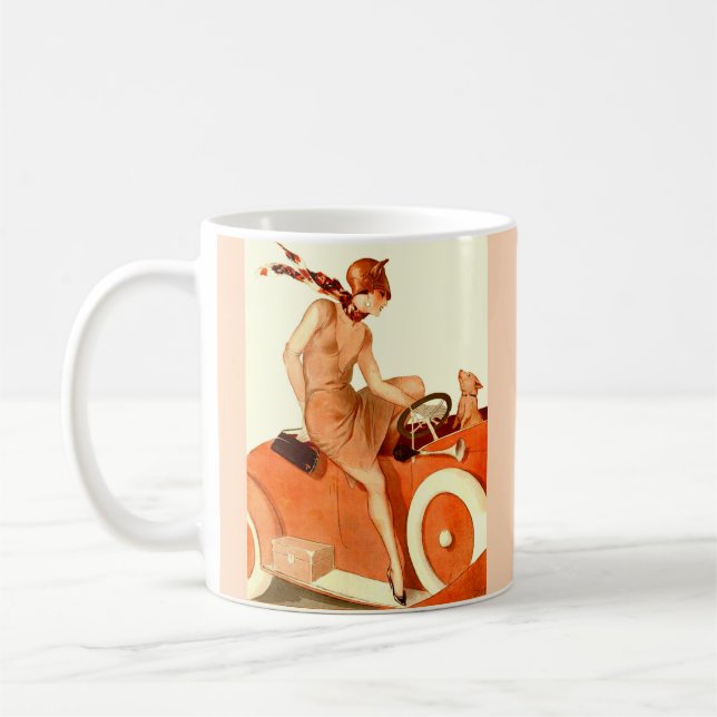 1920s woman, car and dog coffee mug (Left)