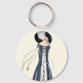 1920s Women's Fashion Dress and Hat Keychain