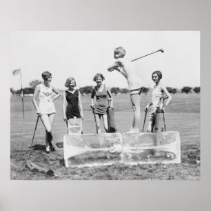 1920's Women's Golf Tee Off On ICE Poster