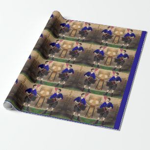 1920s young lady accordionist print wrapping paper