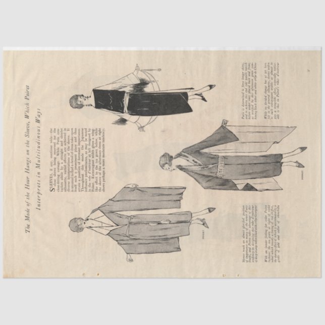 1921 NYC Fashion Design Article  Tissue Paper (Front)