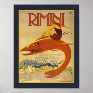 1922 Art Deco Rimini Art Exhibition Ad Poster