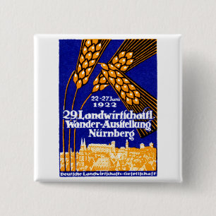 1922 Nuremberg Agricultural Exposition 2 Inch Square Button