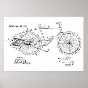 1922 Vintage Bicycle Patent Art Print