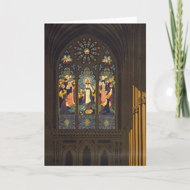 1923 Poster Of A Church With Stained Glass Window. Card (Front)
