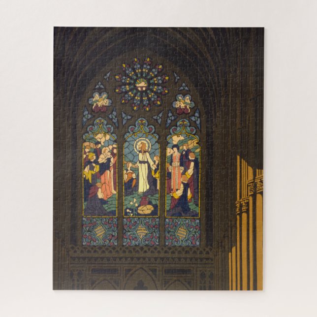 1923 Poster Of A Church With Stained Glass Window. Jigsaw Puzzle (Vertical)